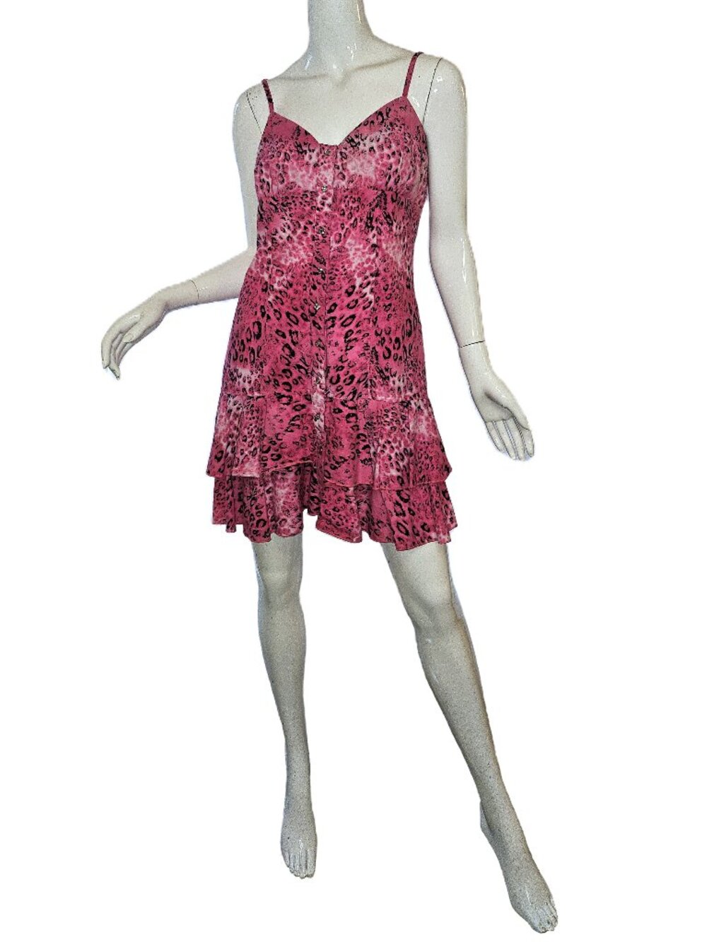 PANHANDLE SLIM Pink Leopard Print Western Mini Dress Size XL